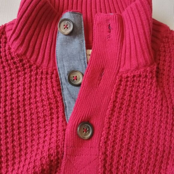 Weatherproof Vintage Red Chunky Cotton Waffle Knit Pullover Sweater Men's Large - Picture 8 of 12